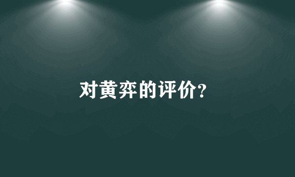 对黄弈的评价？