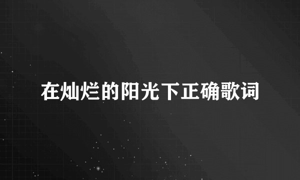 在灿烂的阳光下正确歌词