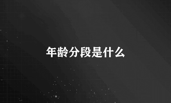 年龄分段是什么