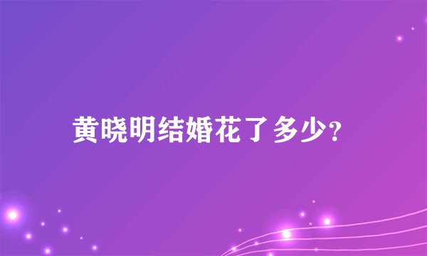 黄晓明结婚花了多少？