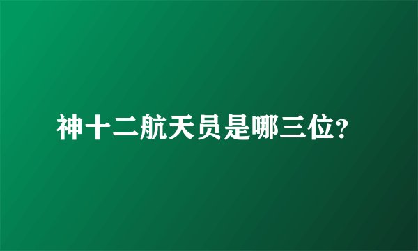 神十二航天员是哪三位？