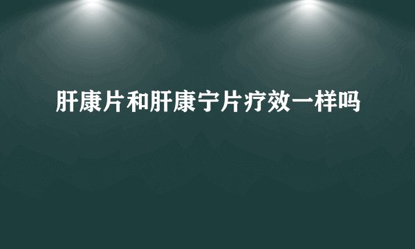 肝康片和肝康宁片疗效一样吗