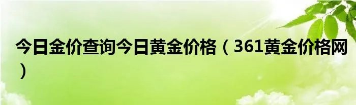 今日金价查询今日黄金价格（361黄金价格网）