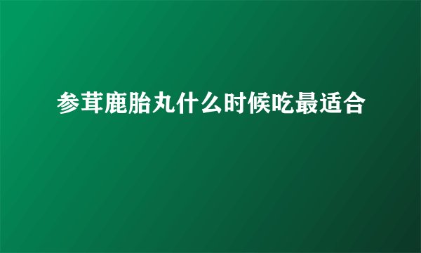 参茸鹿胎丸什么时候吃最适合
