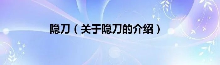 隐刀（关于隐刀的介绍）