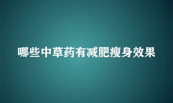 哪些中草药有减肥瘦身效果