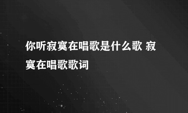 你听寂寞在唱歌是什么歌 寂寞在唱歌歌词