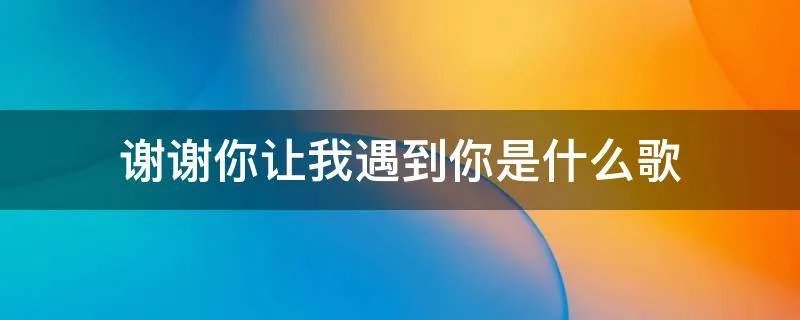 谢谢你让我遇到你是什么歌