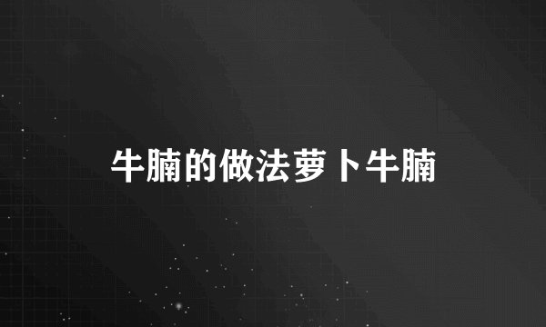 牛腩的做法萝卜牛腩
