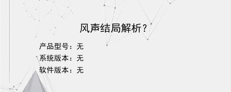 风声结局解析?