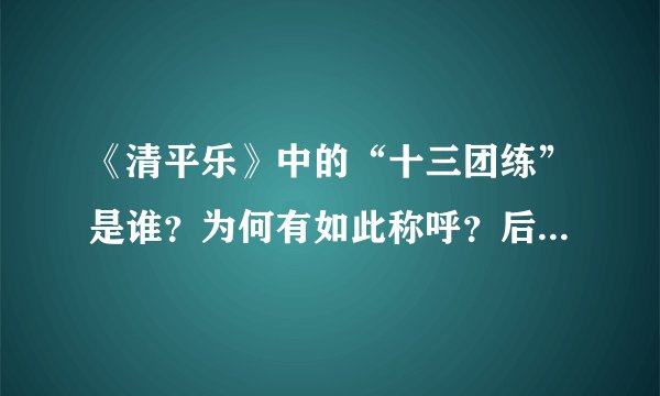 《清平乐》中的“十三团练”是谁？为何有如此称呼？后来当了皇帝