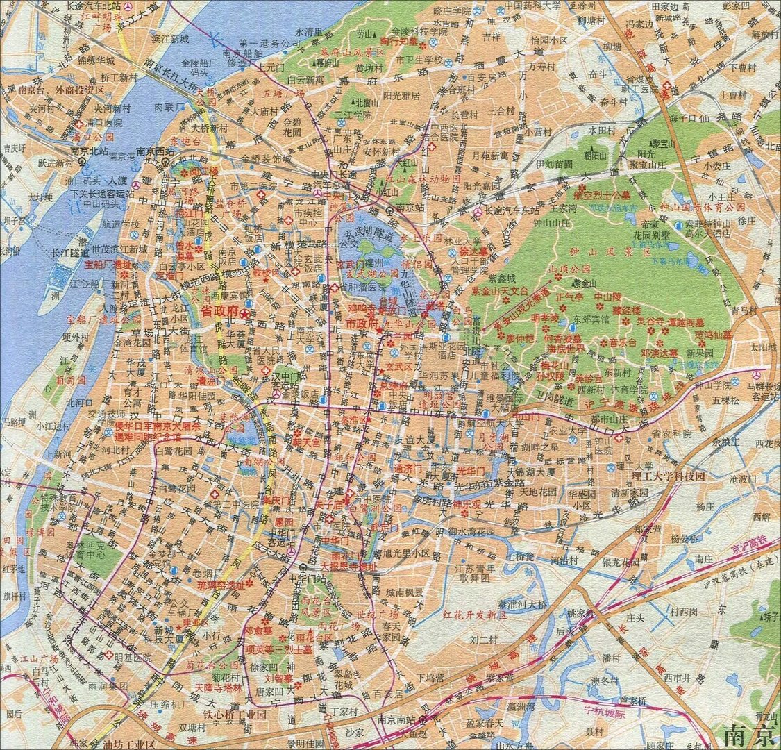 南京旅游地图 南京景点示意图 南京旅游景点分布地图