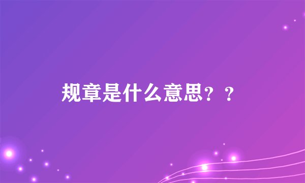 规章是什么意思？？