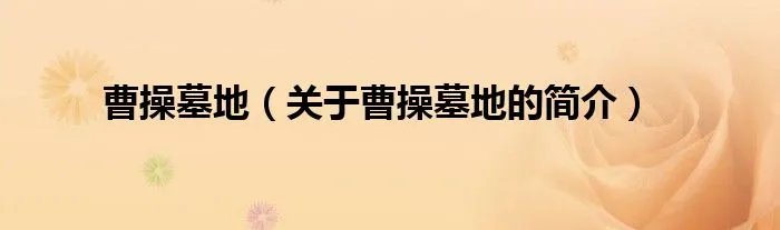 曹操墓地（关于曹操墓地的简介）