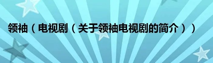 领袖（电视剧（关于领袖电视剧的简介））