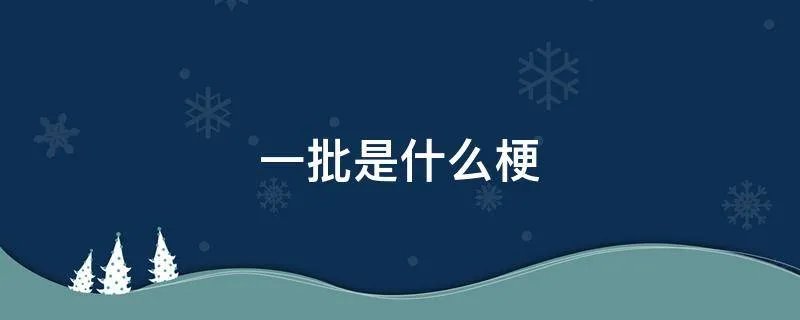 一批是什么梗