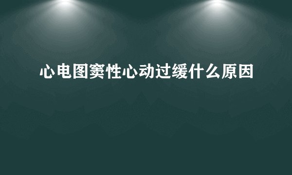心电图窦性心动过缓什么原因