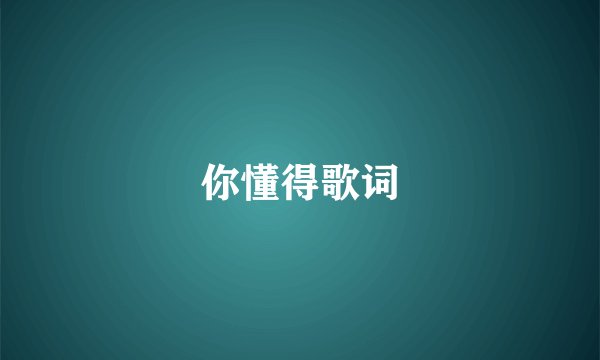 你懂得歌词