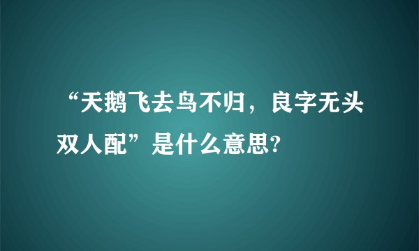 “天鹅飞去鸟不归，良字无头双人配”是什么意思?