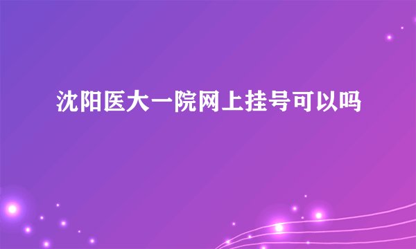 沈阳医大一院网上挂号可以吗