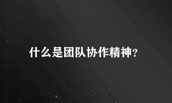 什么是团队协作精神？