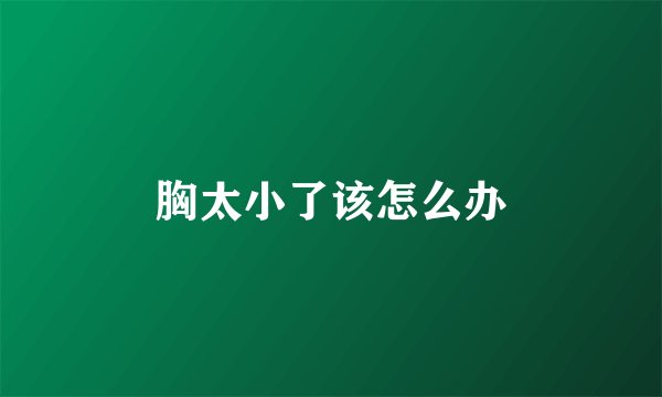 胸太小了该怎么办