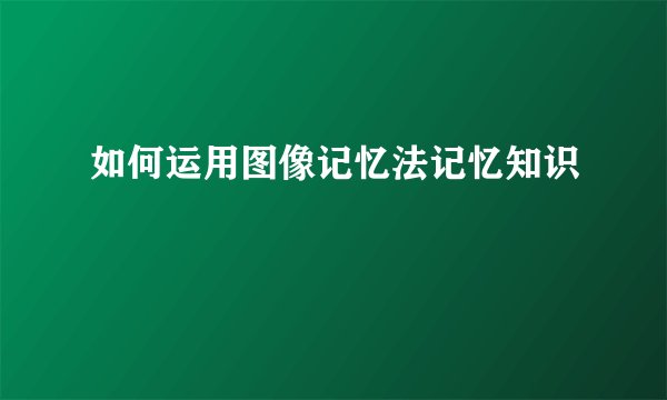 如何运用图像记忆法记忆知识