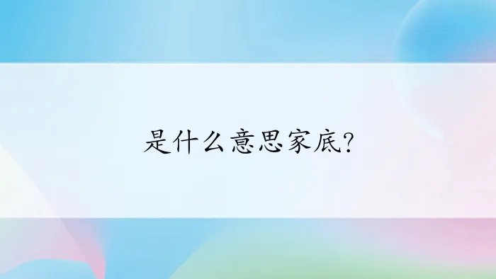 是什么意思家底？