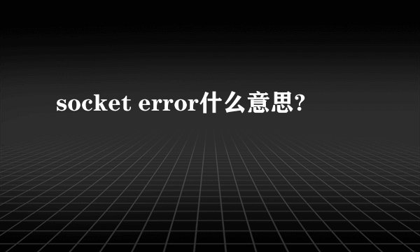 socket error什么意思?