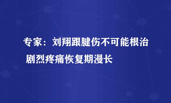 专家：刘翔跟腱伤不可能根治 剧烈疼痛恢复期漫长