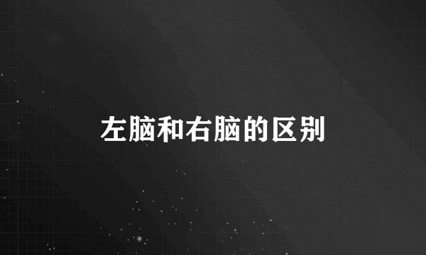 左脑和右脑的区别