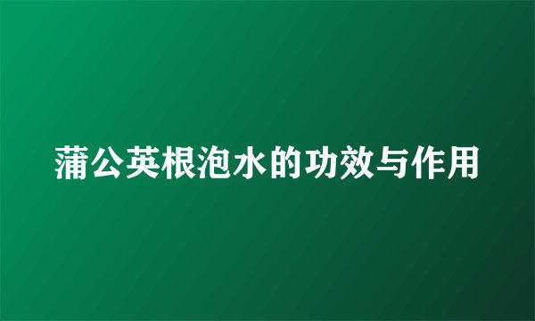 蒲公英根泡水的功效与作用