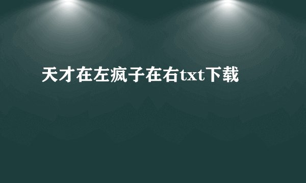 天才在左疯子在右txt下载