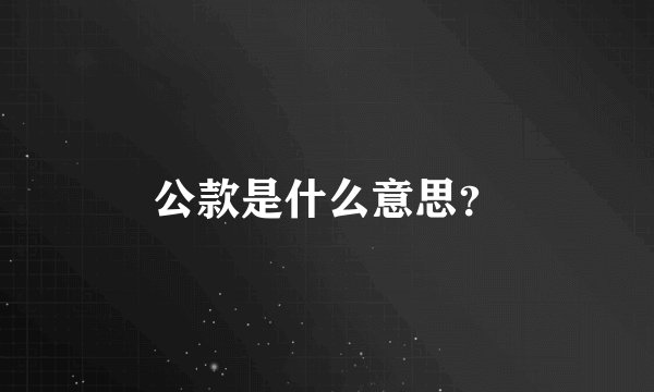 公款是什么意思？