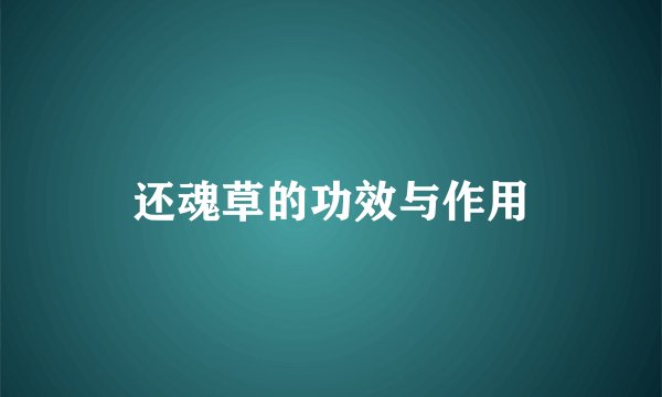 还魂草的功效与作用