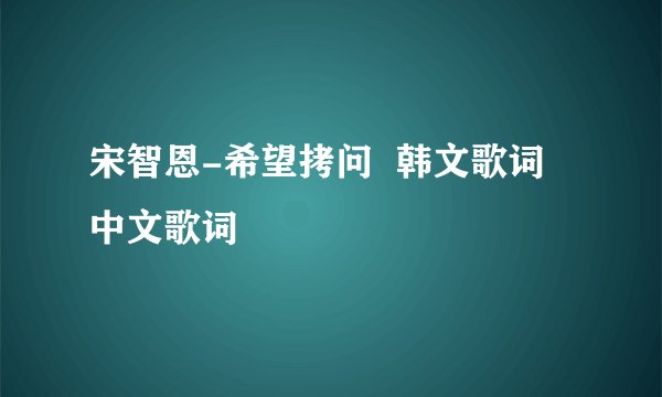 宋智恩-希望拷问  韩文歌词 中文歌词