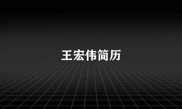 王宏伟简历