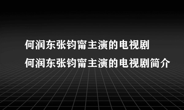 何润东张钧甯主演的电视剧  何润东张钧甯主演的电视剧简介