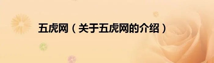 五虎网（关于五虎网的介绍）