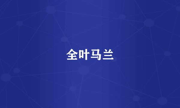 全叶马兰