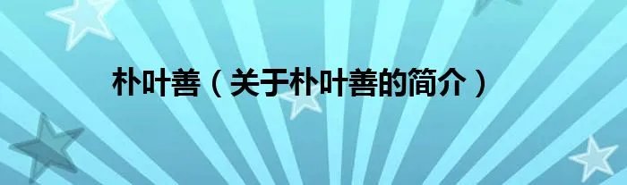 朴叶善（关于朴叶善的简介）