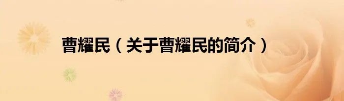 曹耀民（关于曹耀民的简介）