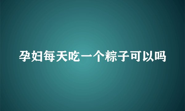 孕妇每天吃一个粽子可以吗