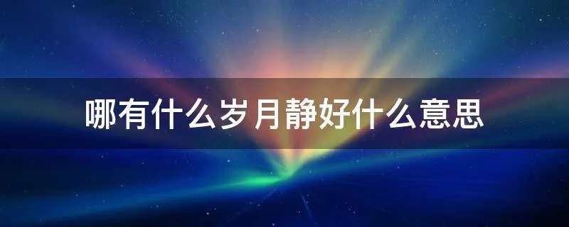 哪有什么岁月静好什么意思