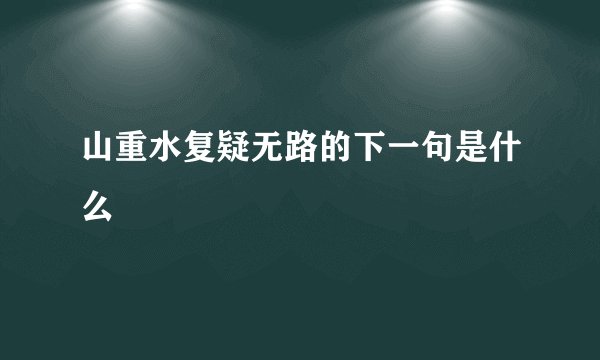 山重水复疑无路的下一句是什么
