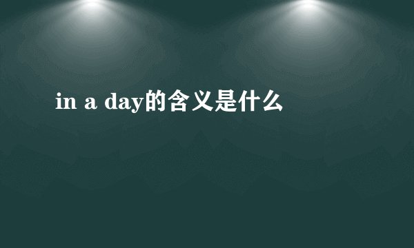 in a day的含义是什么