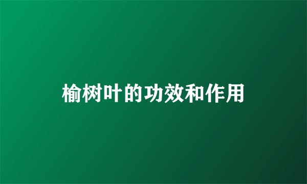榆树叶的功效和作用