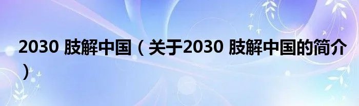 2030 肢解中国（关于2030 肢解中国的简介）