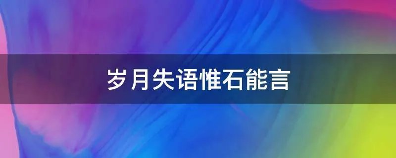 岁月失语惟石能言