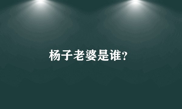 杨子老婆是谁？
